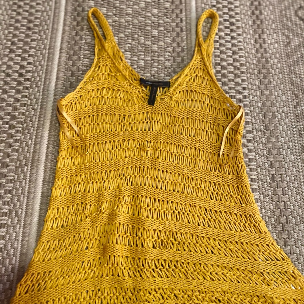 Woven mustard yellow sweater tank top